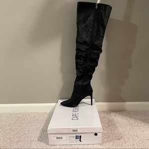 Cape Robbin Satin Over The Knee Heeled Boots (US W Size 9)